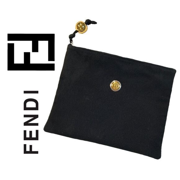 ‎Fendi VINTAGE Black Canvas Pouch - Picture 1 of 3